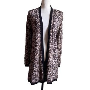Soft Surroundings Knit Leopard Print Mob Wife Duster Cardigan Sweater‎ Medium